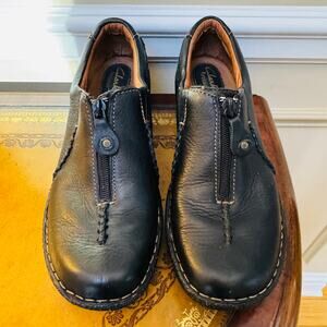 Clarks Artisan Inca Med Shoes Womens Black Leather Zip Active Air Slip On Mule 8